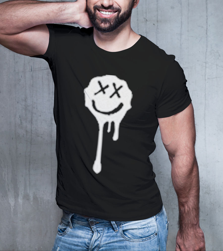 Olive Drip Smiley Face With Nirvana T-Shirt