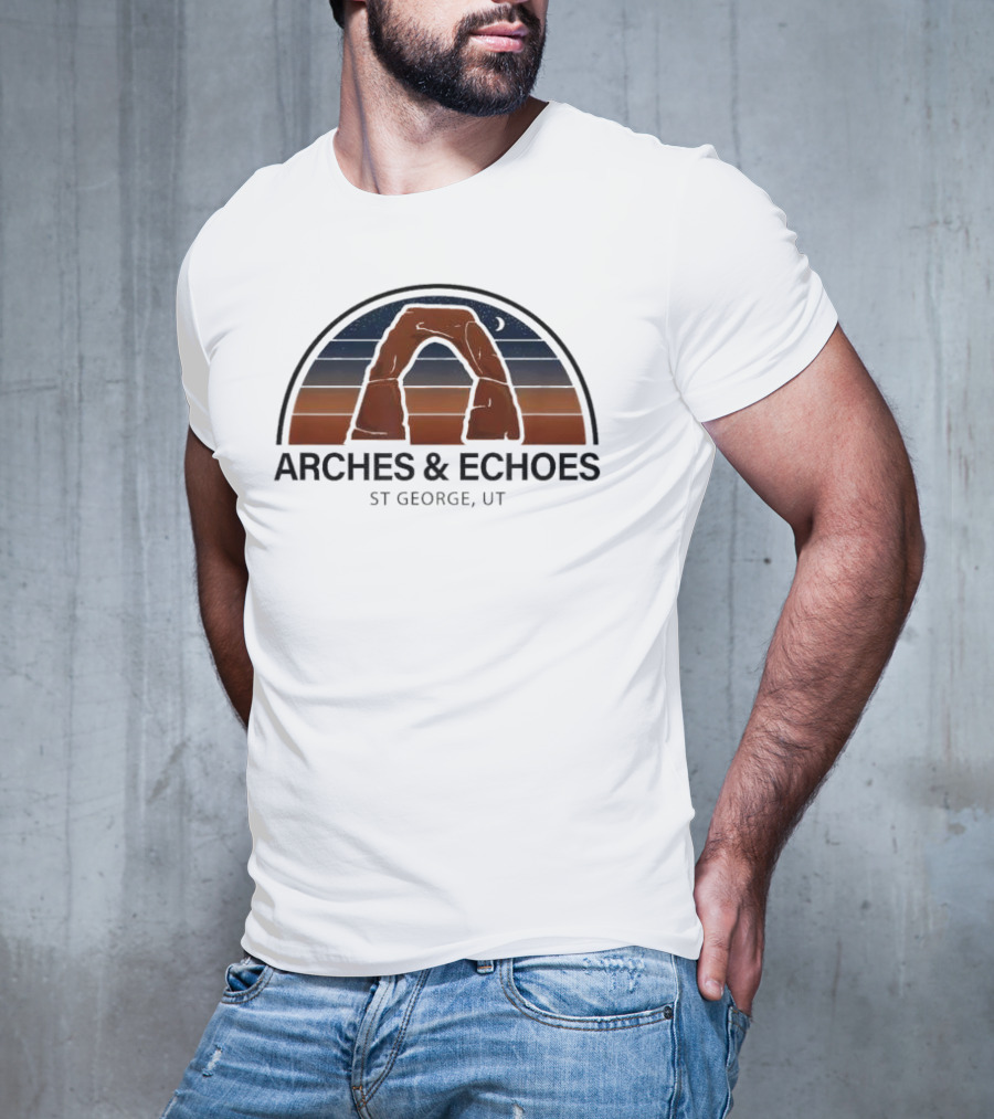 ARCHES ECHOES ST GEORGE UTAH RED ROCK NIGHT SKY MOON T-Shirt