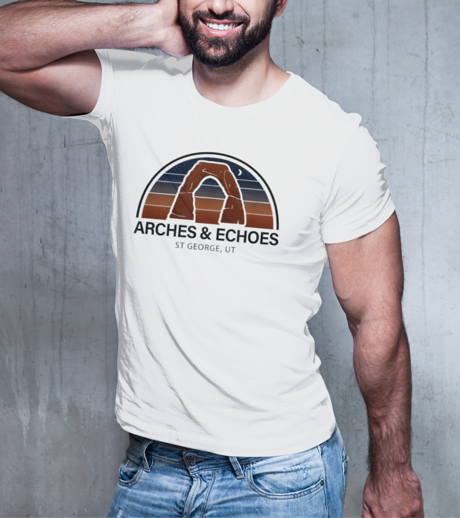 ARCHES ECHOES ST GEORGE UTAH RED ROCK NIGHT SKY MOON T-Shirt