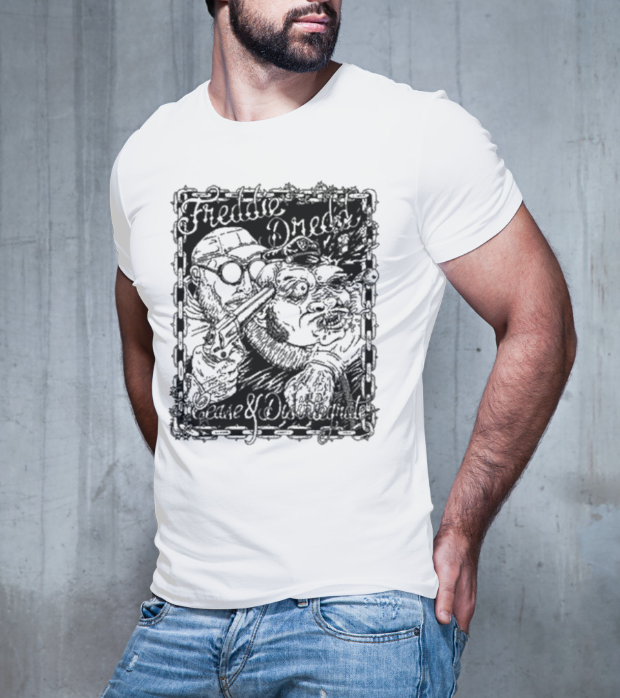 Freddie Dredd Cease And Disintegrate Chain Border Gun T-Shirt