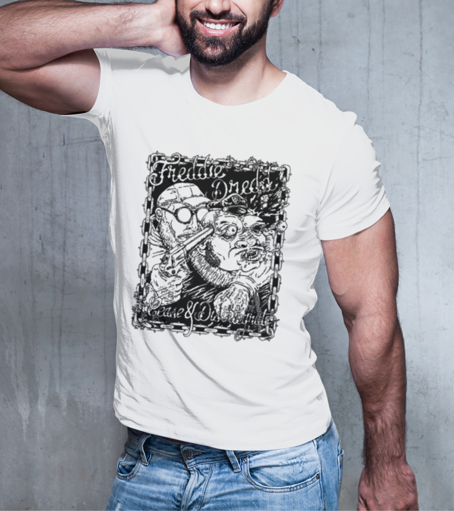 Freddie Dredd Cease And Disintegrate Chain Border Gun T-Shirt