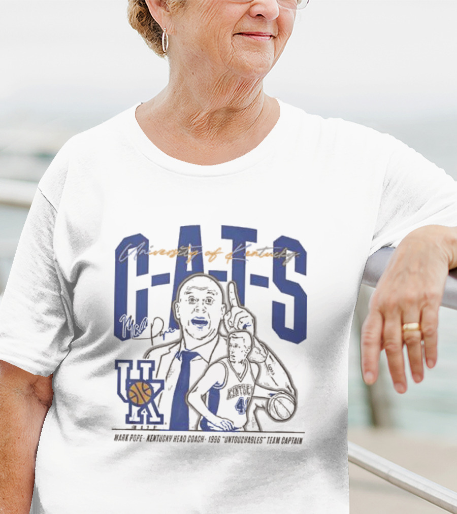 University Of Kentucky Wildcats Basketball Mark Pope Head Coach 1996 Untouchables Team Captain CATS T-Shirt