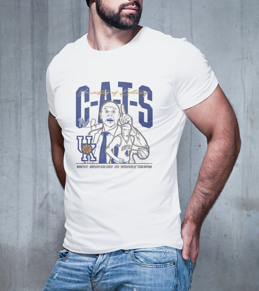 University Of Kentucky Wildcats Basketball Mark Pope Head Coach 1996 Untouchables Team Captain CATS T-Shirt