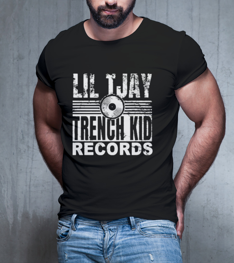 Lil Tjay Trench Kid Records Vintage Vinyl T-Shirt