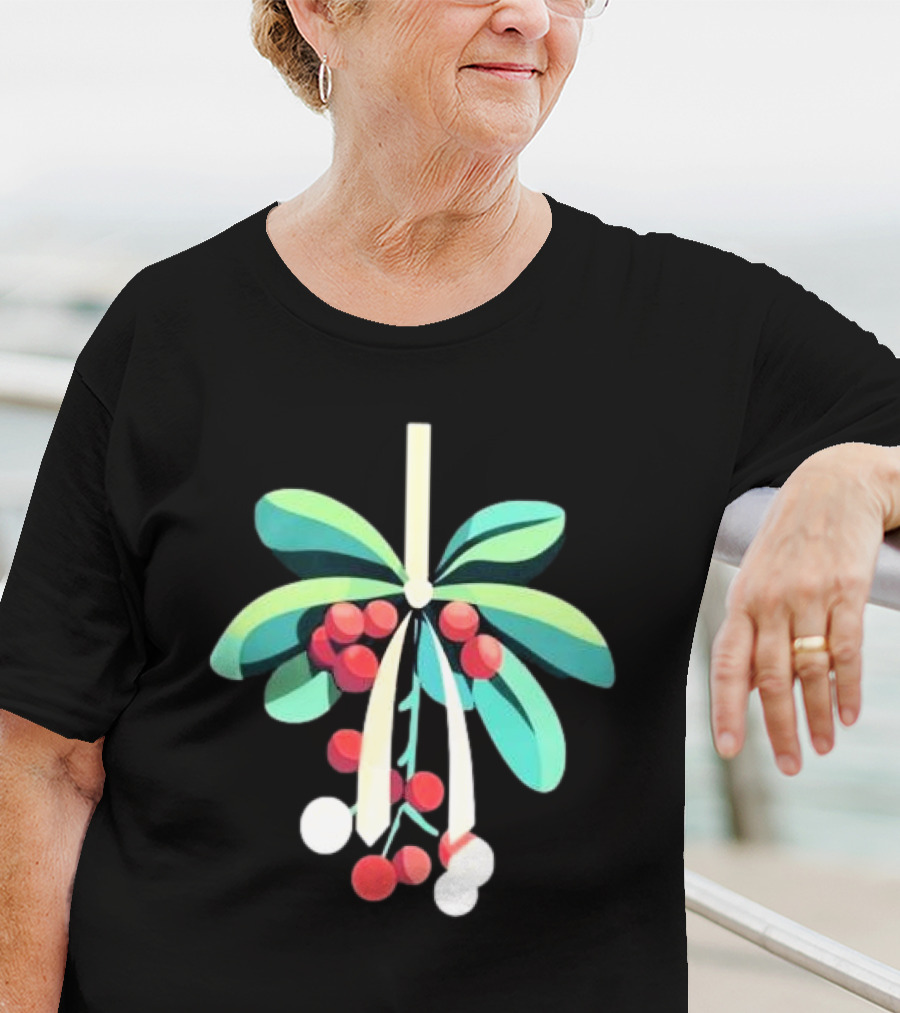 Mistletoe Nimbus Christmas Holiday Festive Greenery Berries T-Shirt