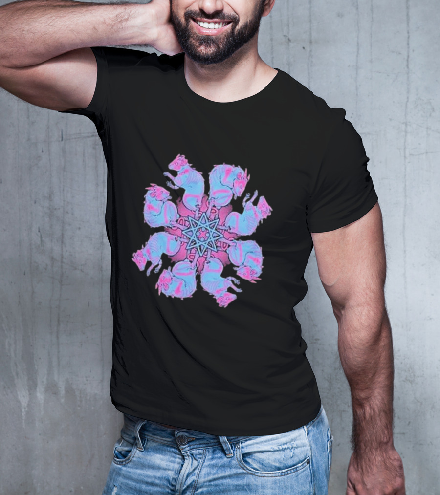 Pinku Kult Rat King Star Pattern Circular T-Shirt