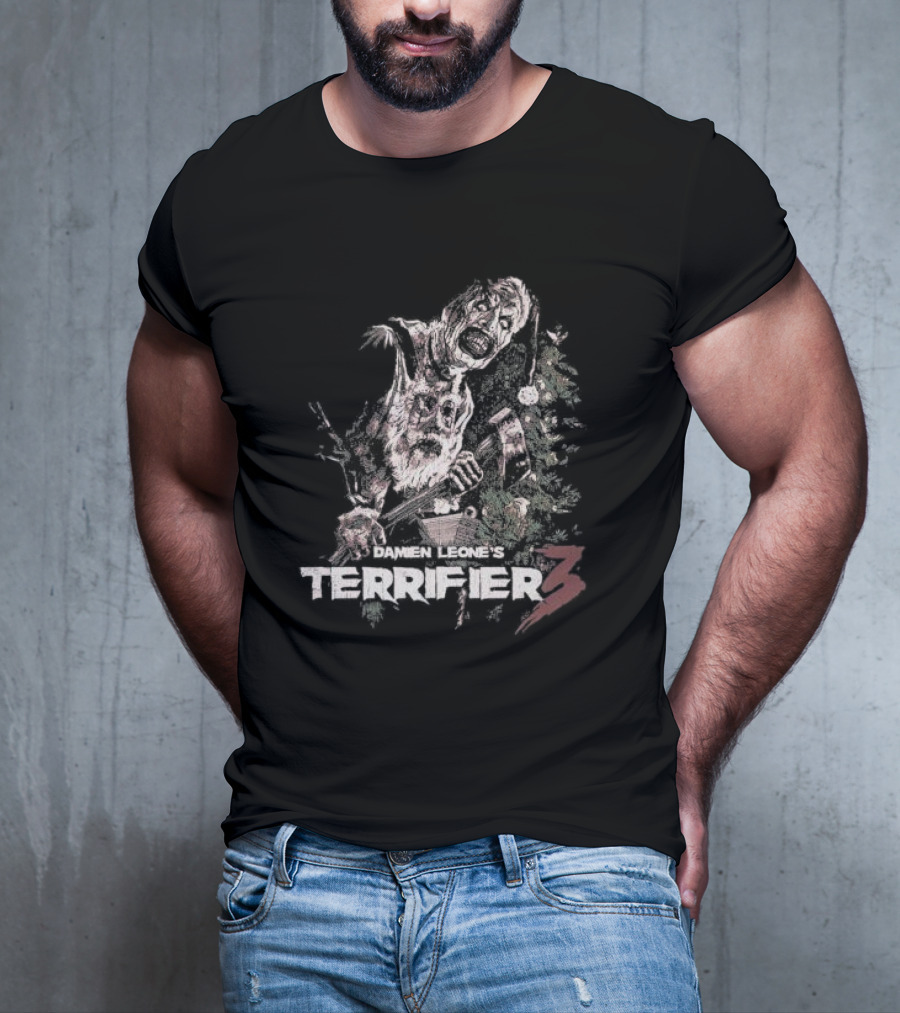 Damien Leone's Terrifier 3 Santa's Here Horror Christmas T-Shirt