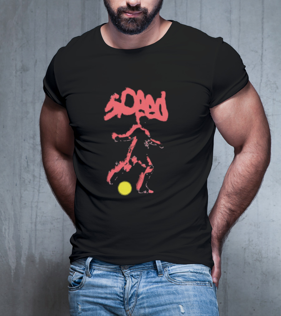 Speed Warp Soccer Player Silhouette With Yellow Ball T-Shirt