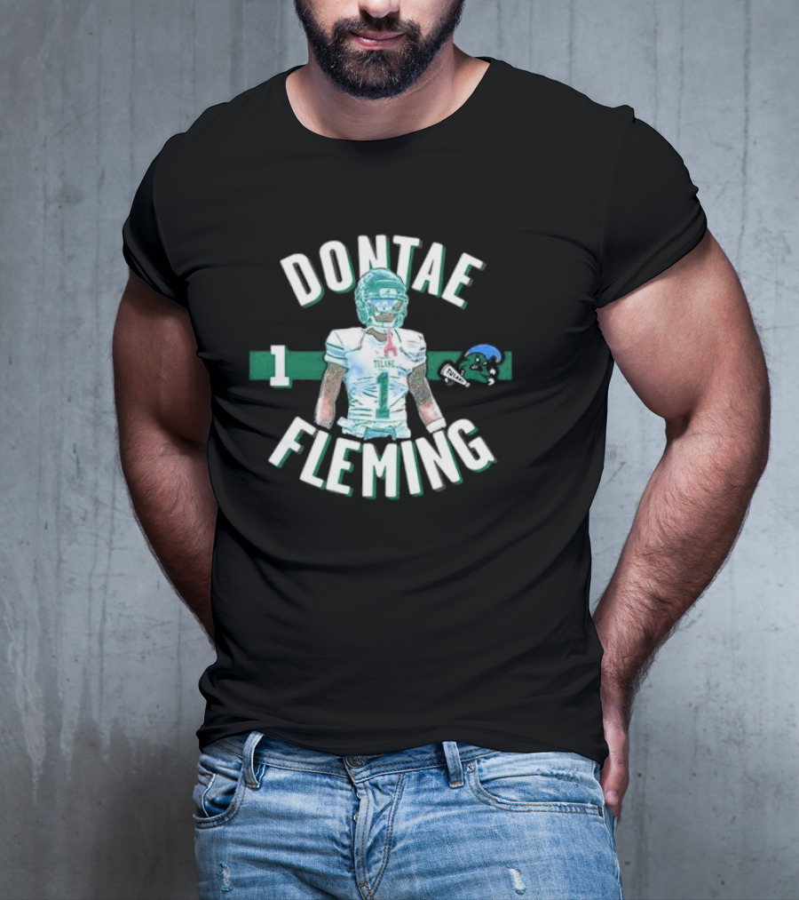 Dontae Fleming 1 Tulane Green Wave Football Player Image T-Shirt
