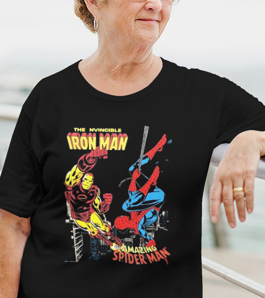 The Invincible Iron Man And The Amazing Spider-Man Showdown In The City T-Shirt