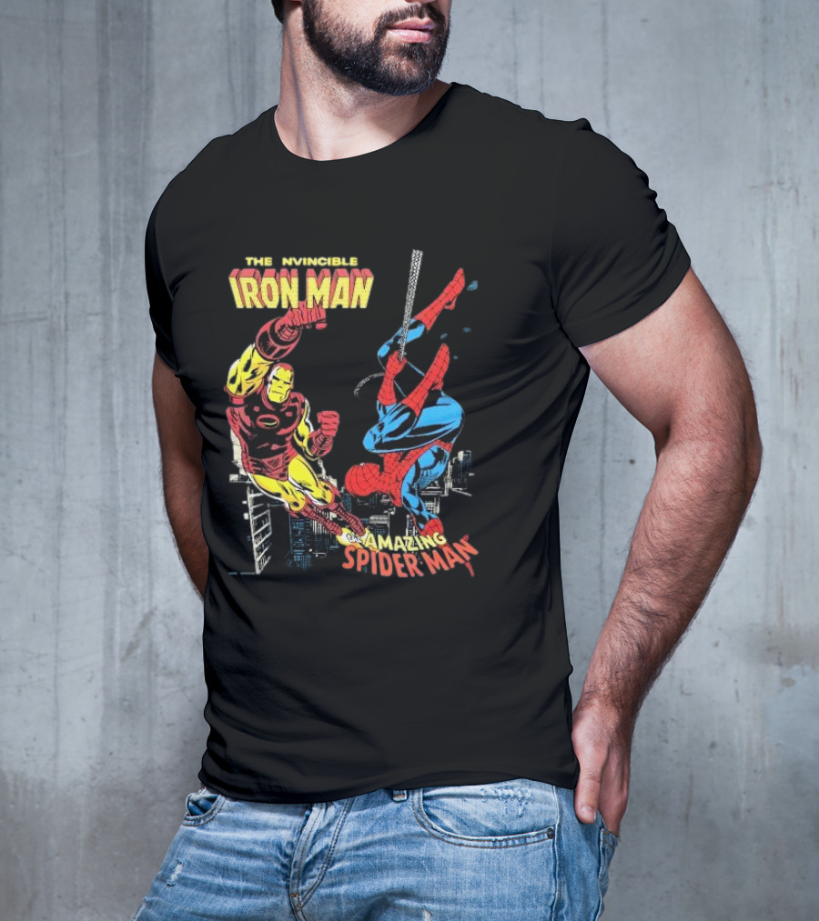 The Invincible Iron Man And The Amazing Spider-Man Showdown In The City T-Shirt
