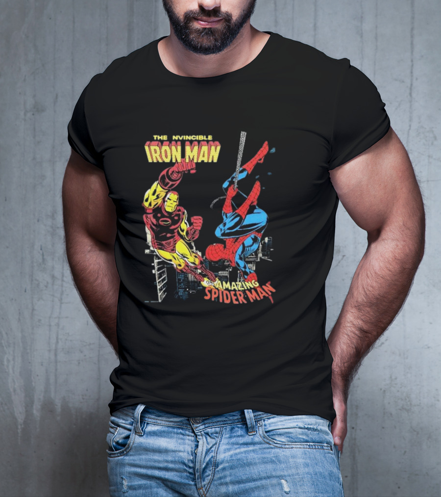 The Invincible Iron Man And The Amazing Spider-Man Showdown In The City T-Shirt