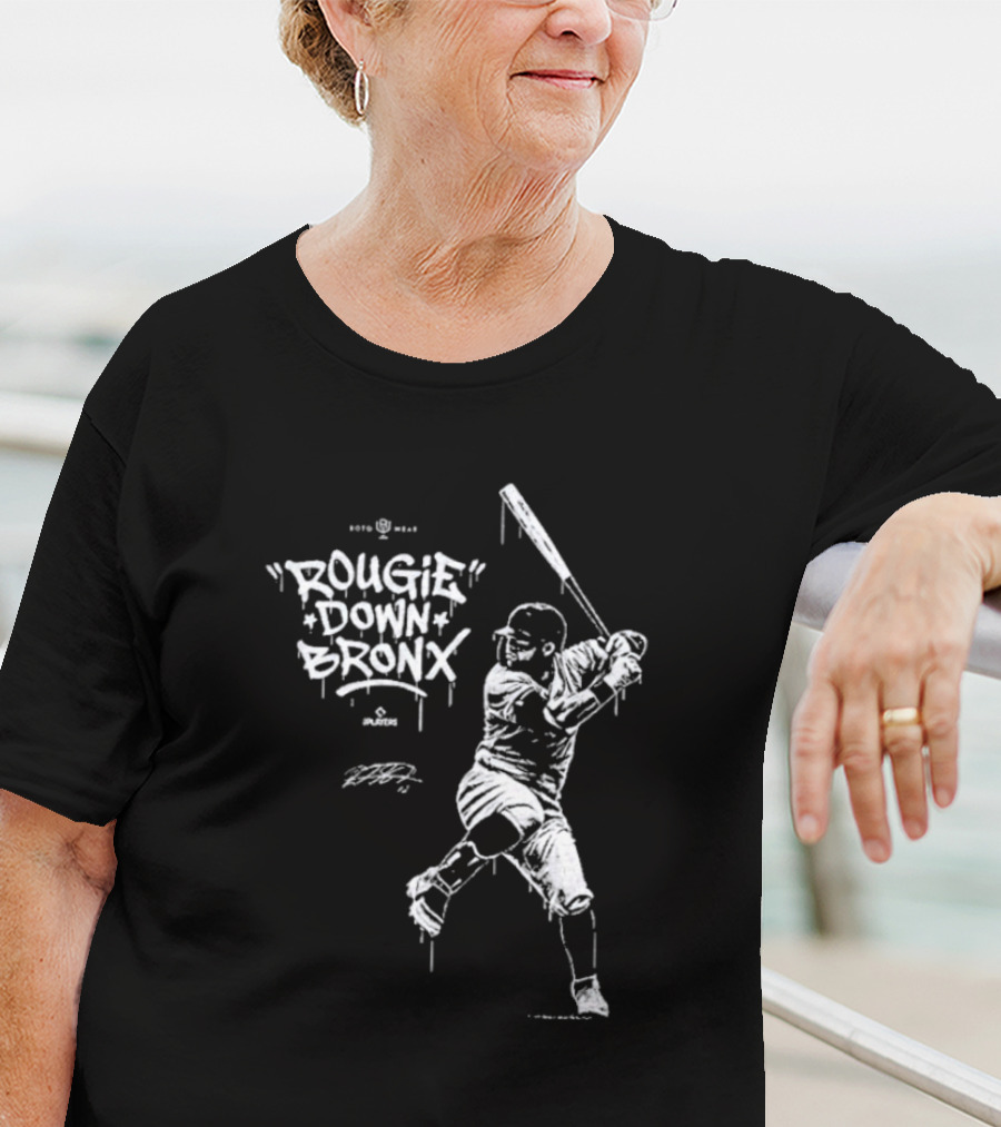 Rougie Down Bronx Yankees Baseball Player Action T-Shirt