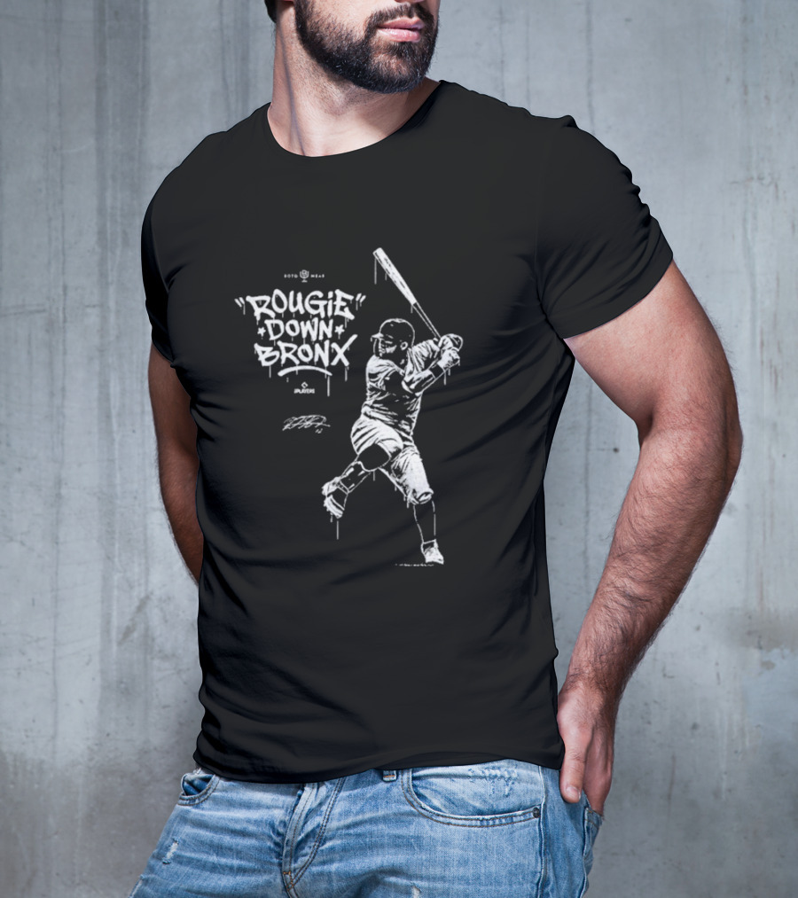 Rougie Down Bronx Yankees Baseball Player Action T-Shirt