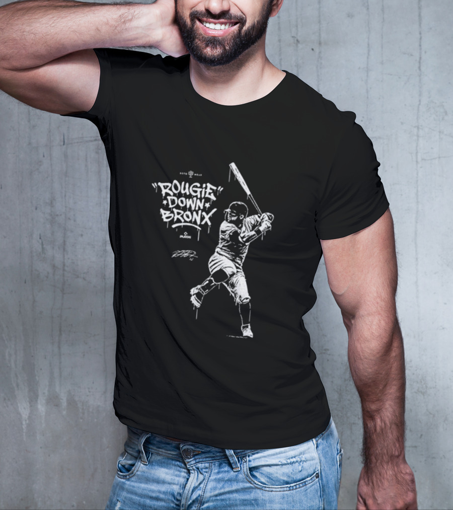 Rougie Down Bronx Yankees Baseball Player Action T-Shirt