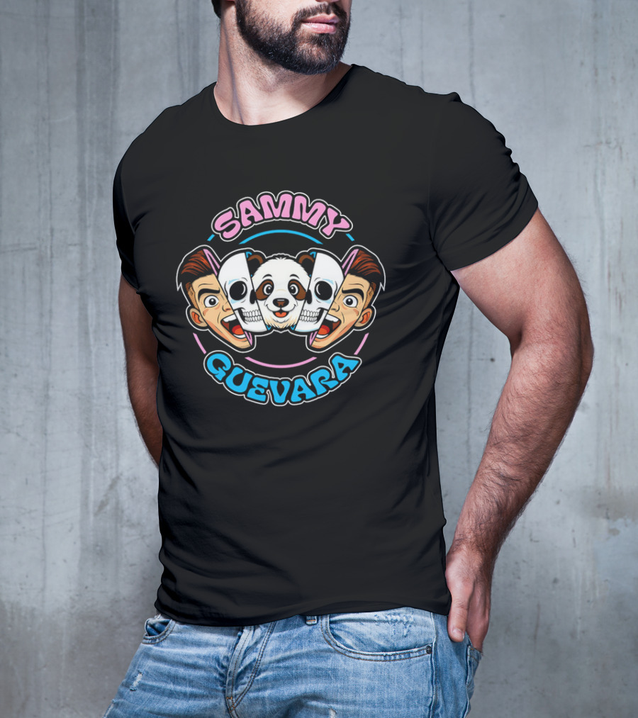 SAMMY GUEVARA PANDA POWER WRESTLER CARTOON FACES T-Shirt
