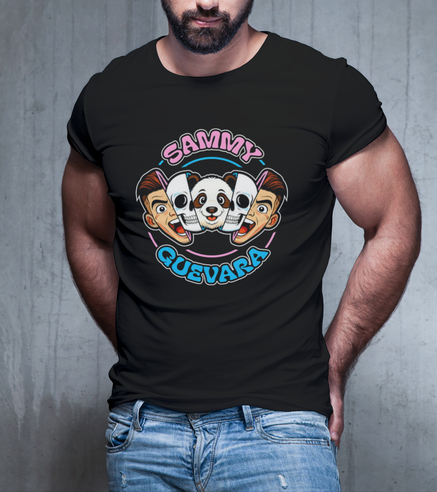 SAMMY GUEVARA PANDA POWER WRESTLER CARTOON FACES T-Shirt