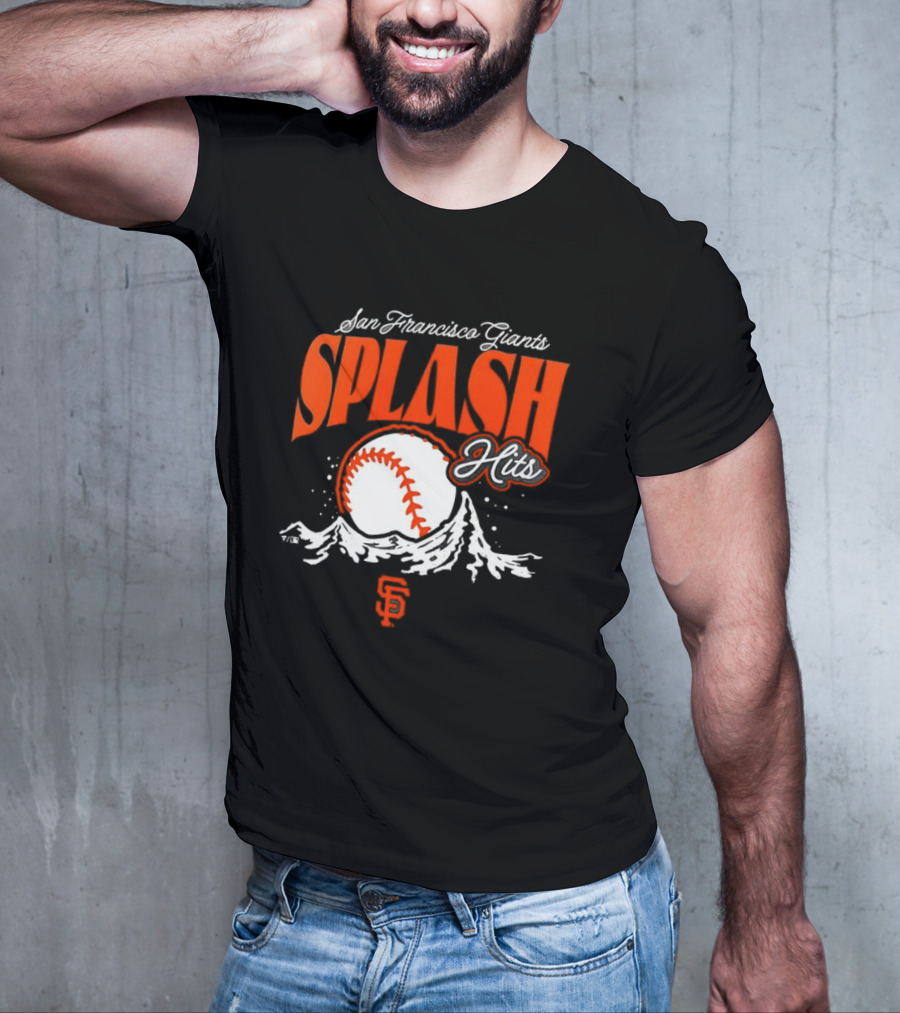 San Francisco Giants Splash Hits Baseball Waves And Number 9 T-Shirt