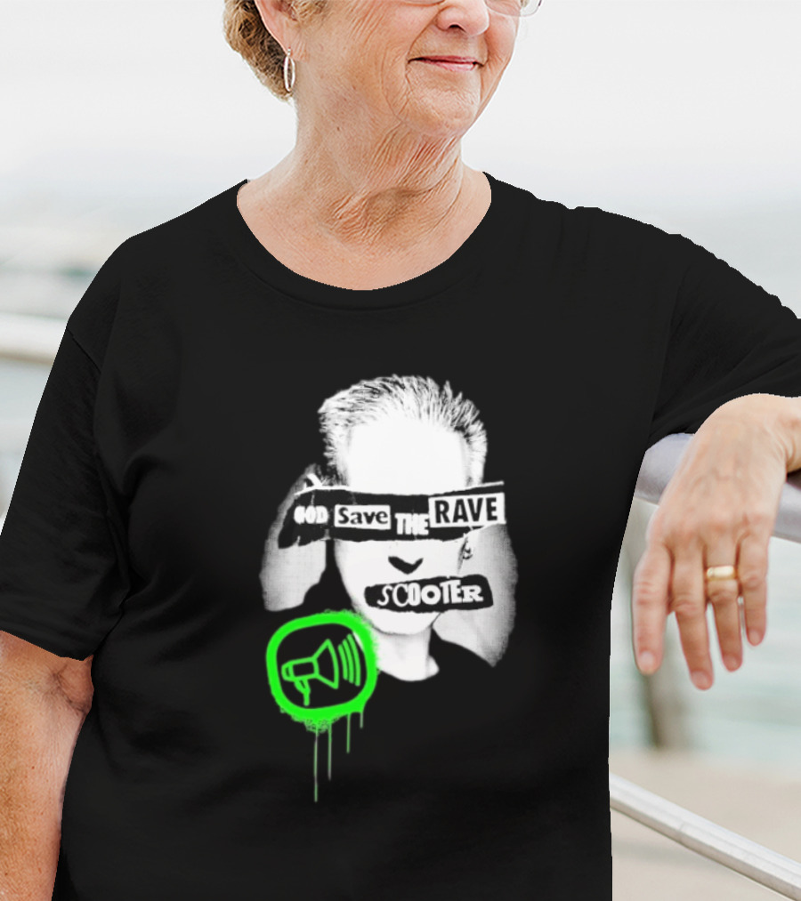 Scooter God Save The Rave Speaker Icon Bold Design T-Shirt