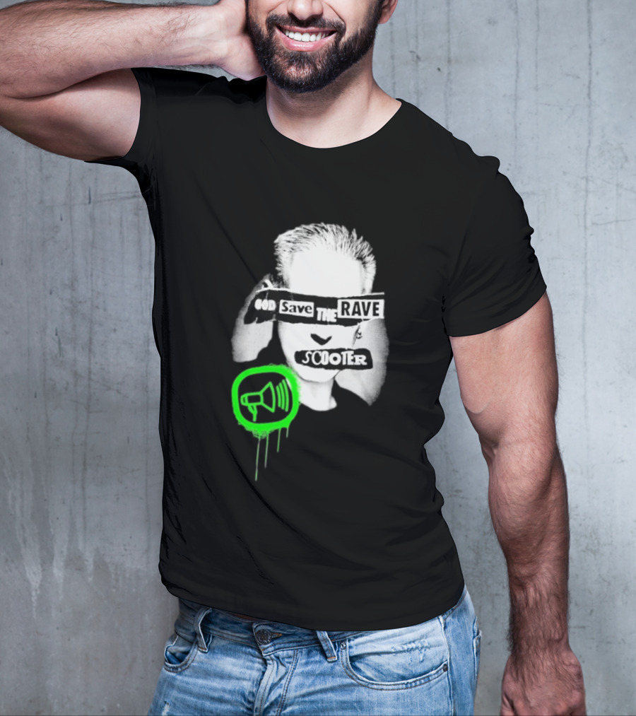 Scooter God Save The Rave Speaker Icon Bold Design T-Shirt