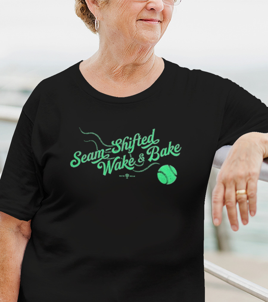 Seam-Shifted Wake And Bake Baseball Concept T-Shirt
