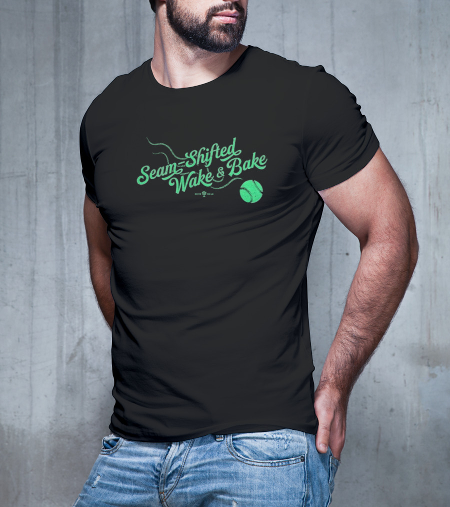 Seam-Shifted Wake And Bake Baseball Concept T-Shirt