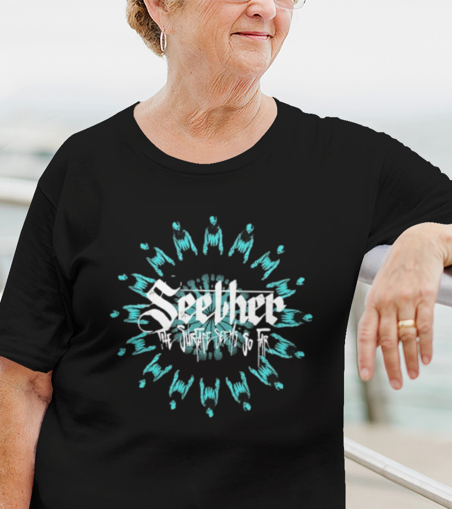 Seether The Surface Seems So Far Circle Blue And White Motif T-Shirt