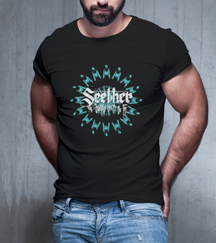 Seether The Surface Seems So Far Circle Blue And White Motif T-Shirt