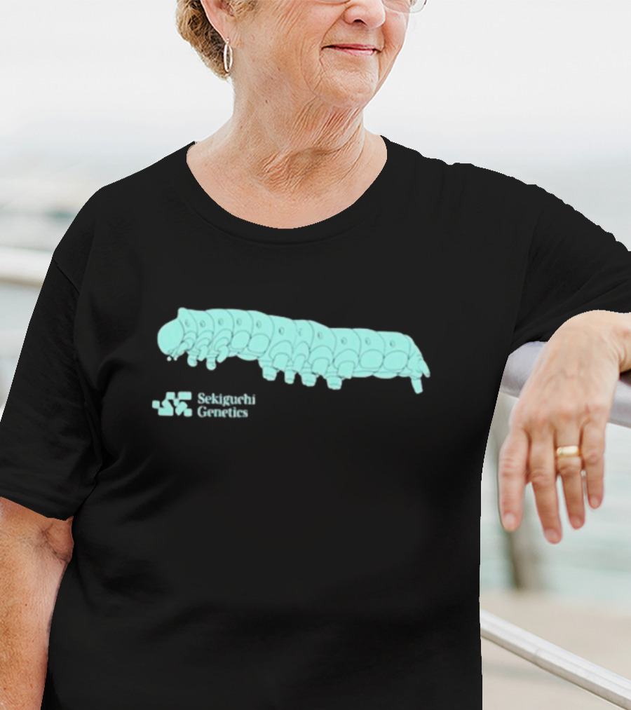 Sekiguchi Genetics Cartoon Caterpillar Image T-Shirt