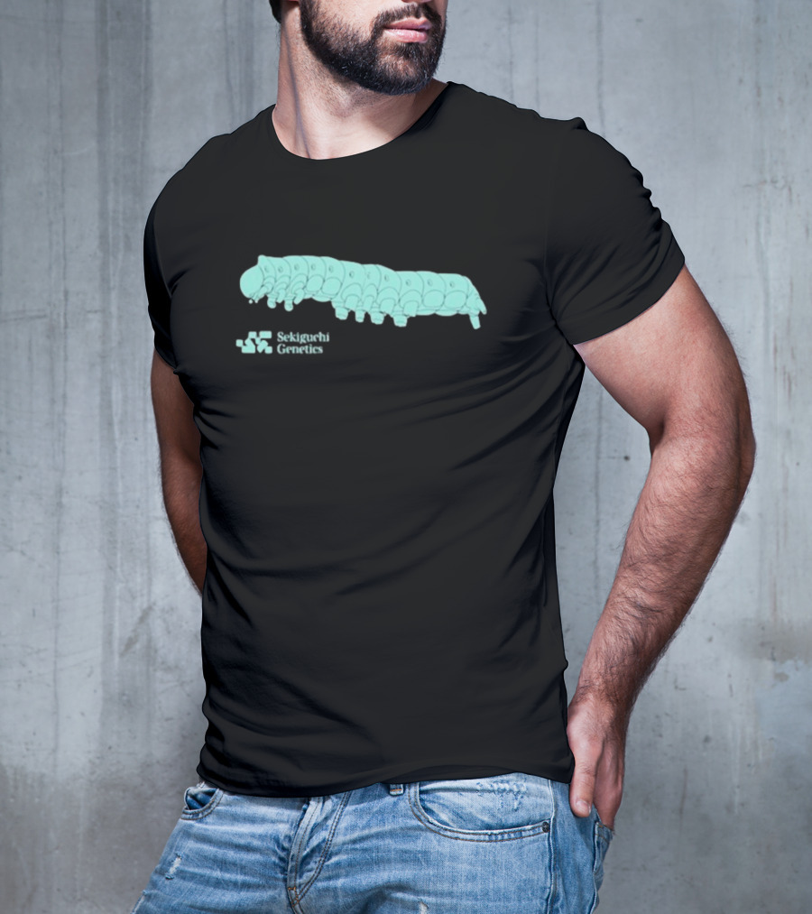 Sekiguchi Genetics Cartoon Caterpillar Image T-Shirt