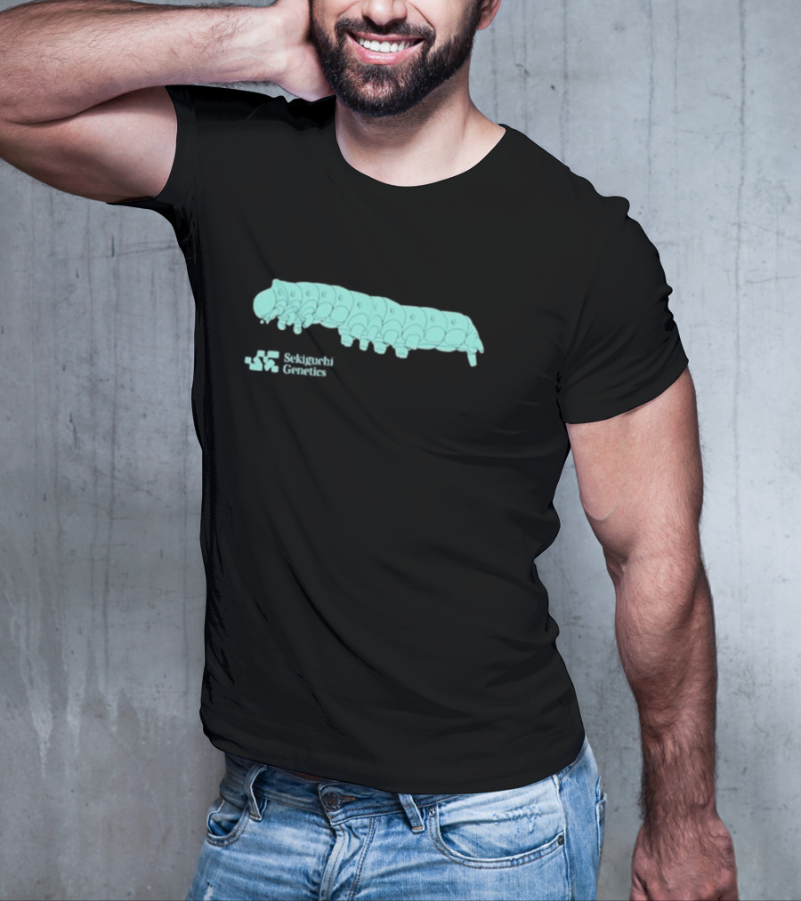 Sekiguchi Genetics Cartoon Caterpillar Image T-Shirt