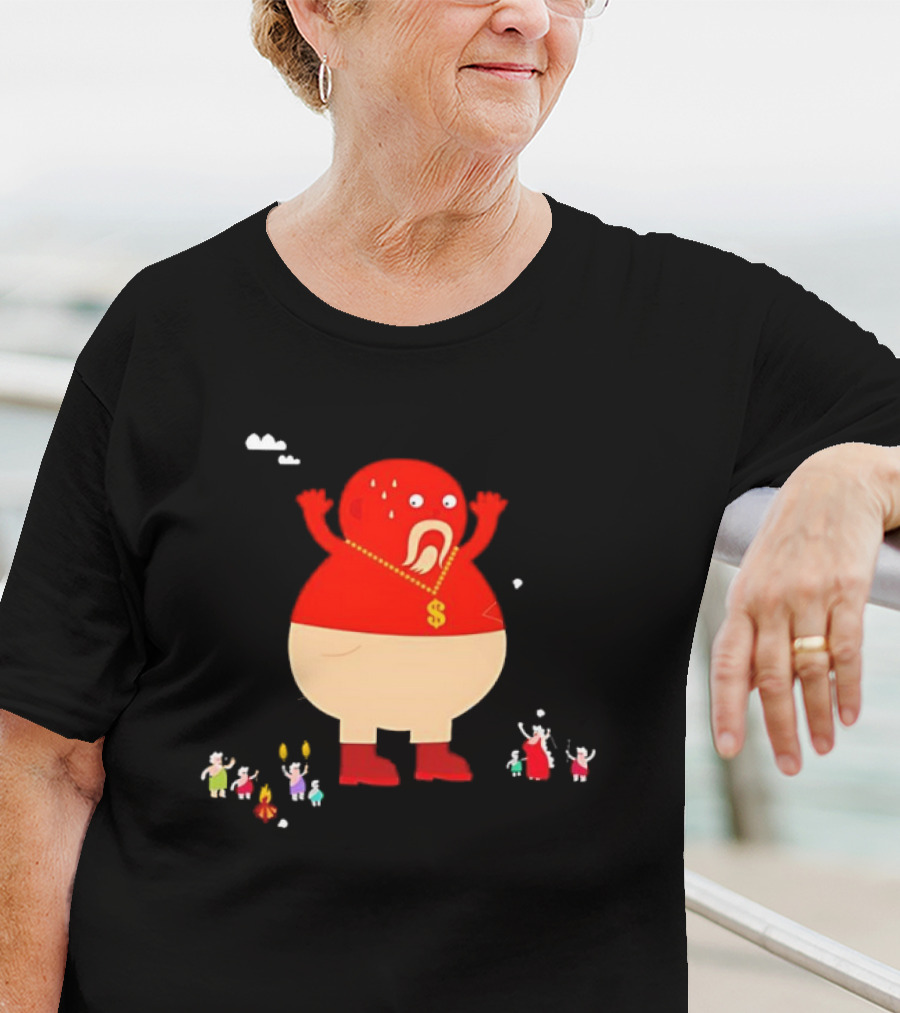 Simon Oxley Neanderfools Giant Red Character Dollar Necklace T-Shirt