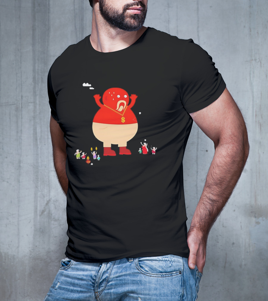 Simon Oxley Neanderfools Giant Red Character Dollar Necklace T-Shirt
