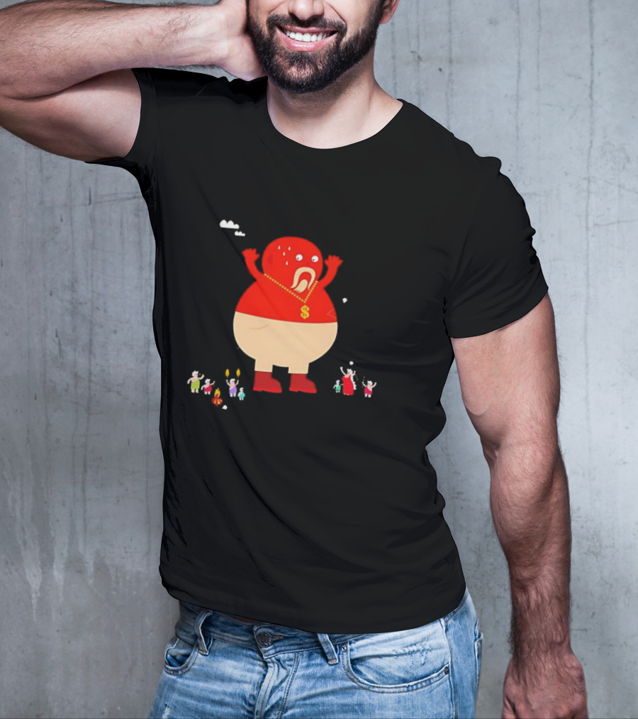 Simon Oxley Neanderfools Giant Red Character Dollar Necklace T-Shirt
