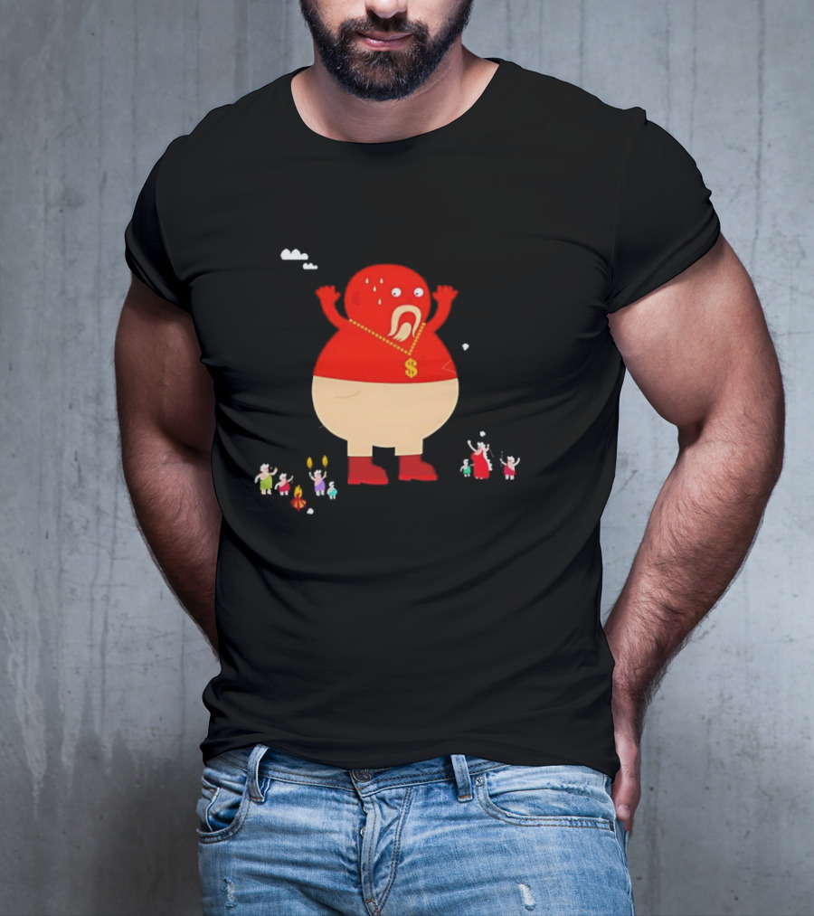 Simon Oxley Neanderfools Giant Red Character Dollar Necklace T-Shirt
