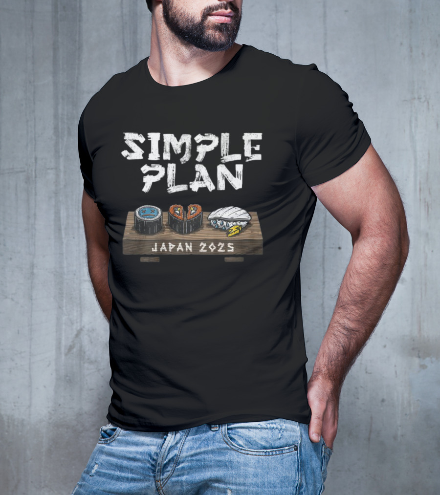 Simple Plan Japan 2025 Sushi Icons T-Shirt