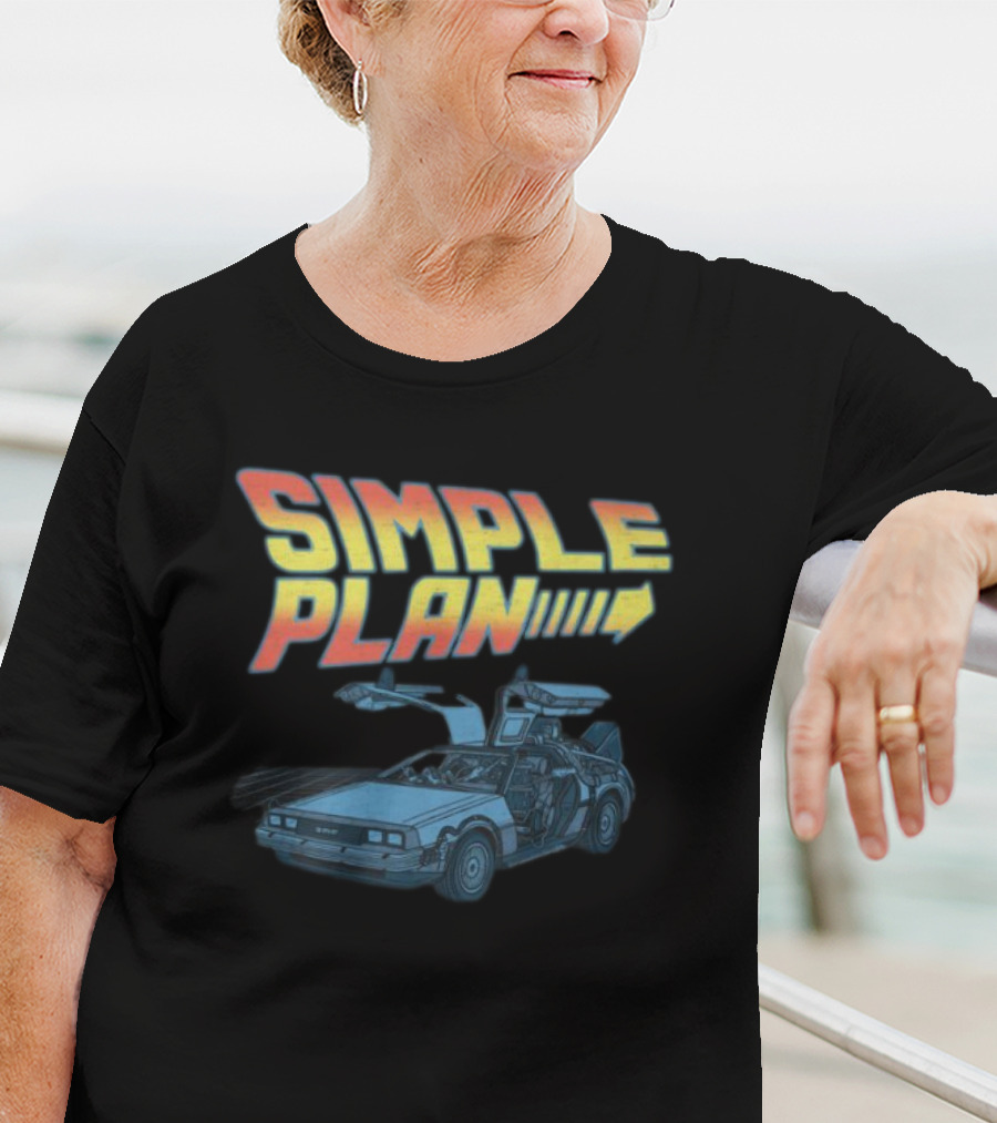 SIMPLE PLAN Time Travel Car Retro Style Cutout T-Shirt
