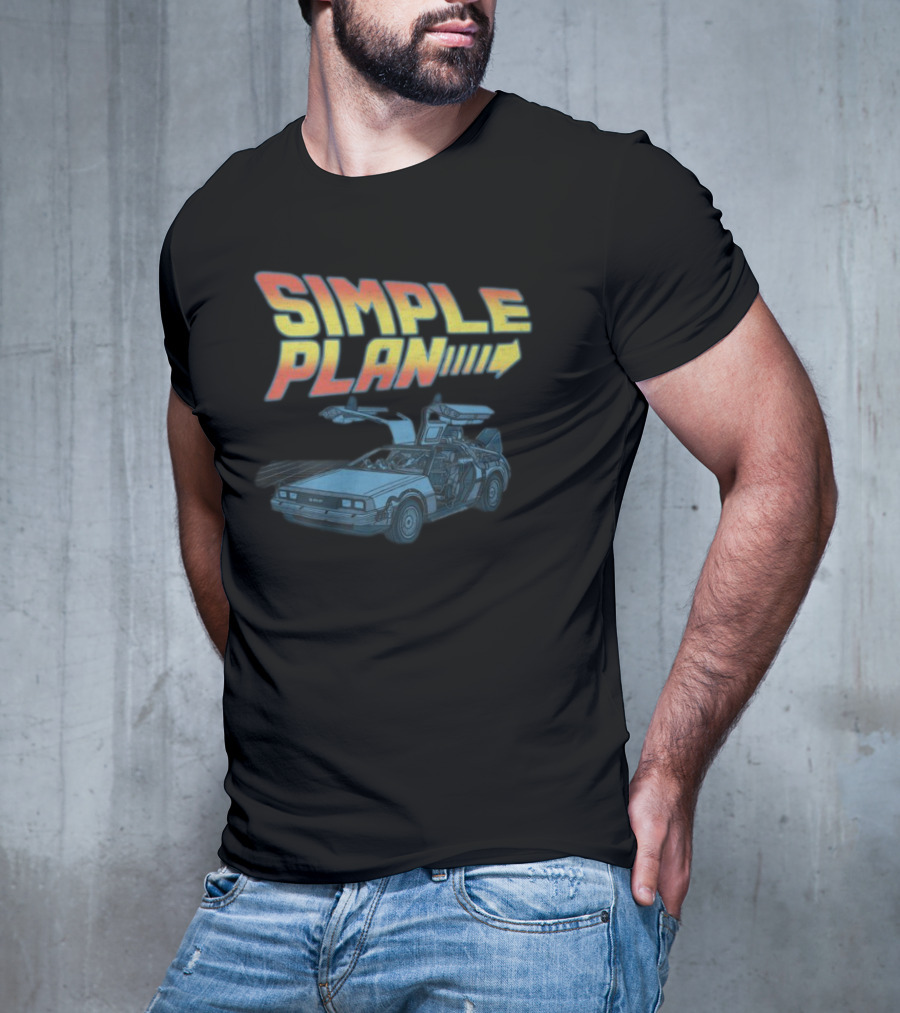 SIMPLE PLAN Time Travel Car Retro Style Cutout T-Shirt