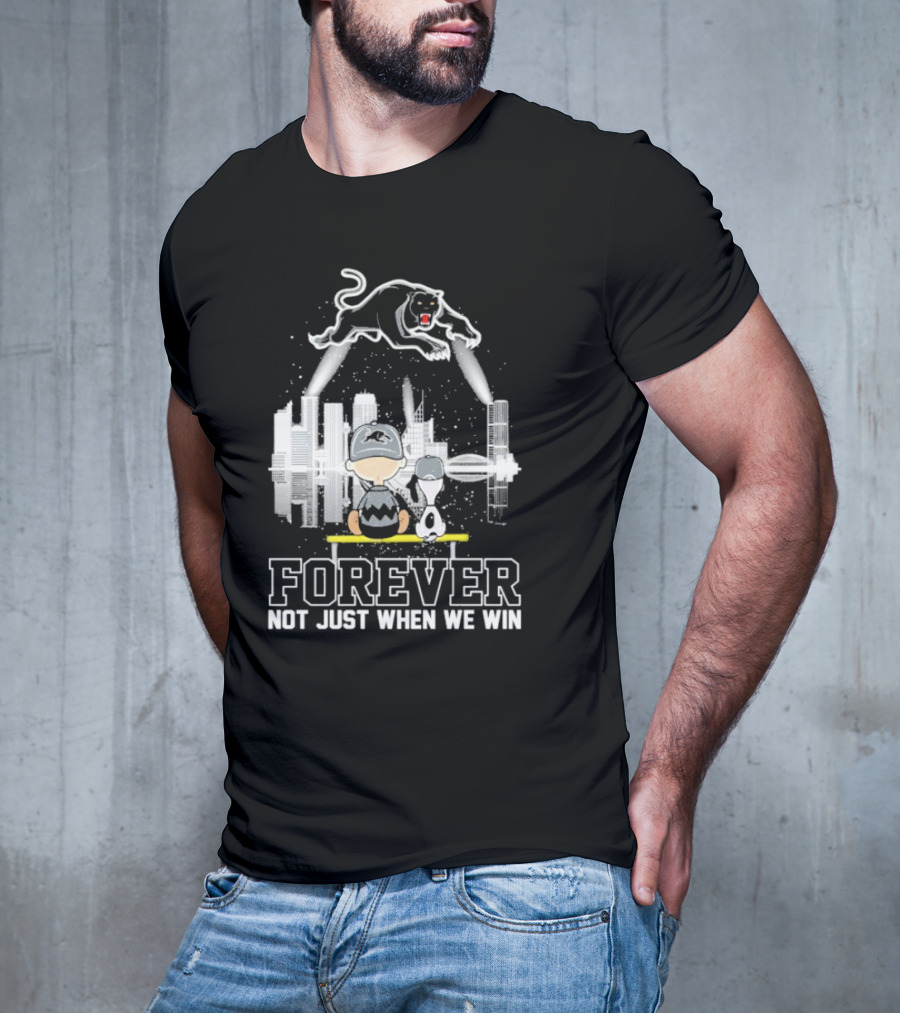 Snoopy Charlie Brown Peanuts Penrith Panthers Forever Skyline Not Just When We Win T-Shirt