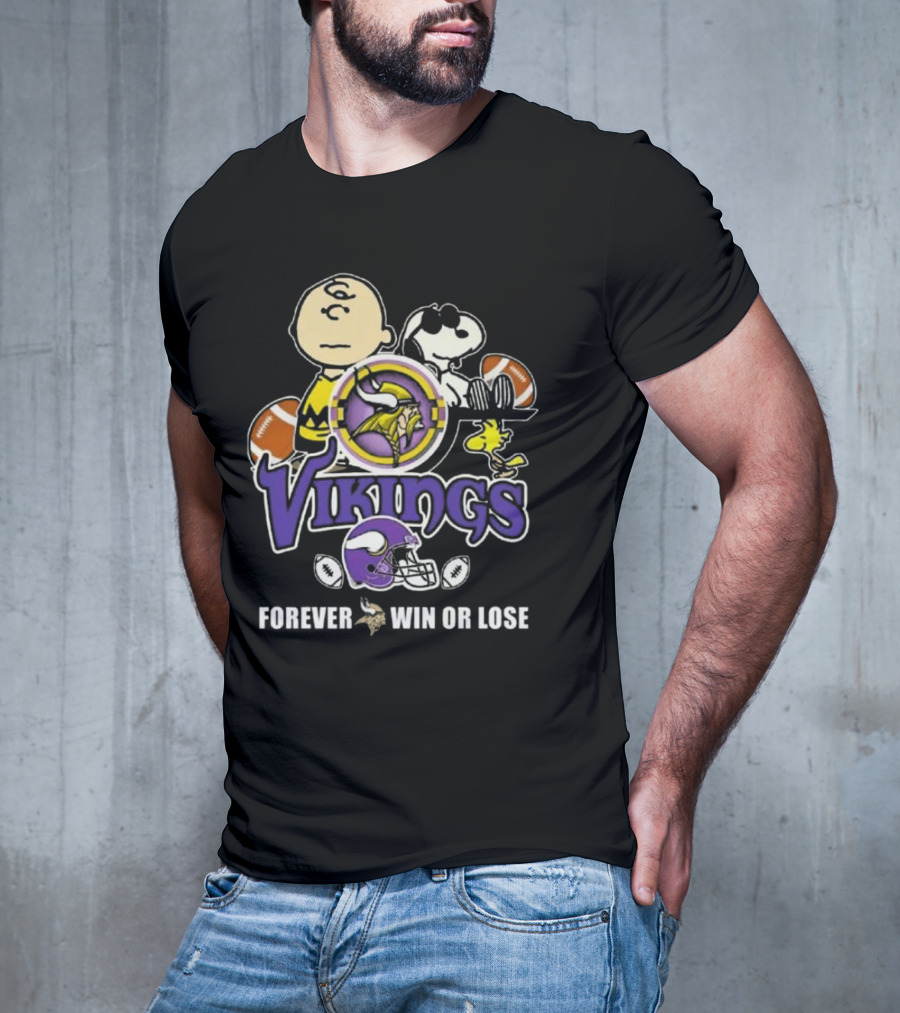 Charlie Brown Snoopy Vikings Football Forever Win Or Lose T-Shirt
