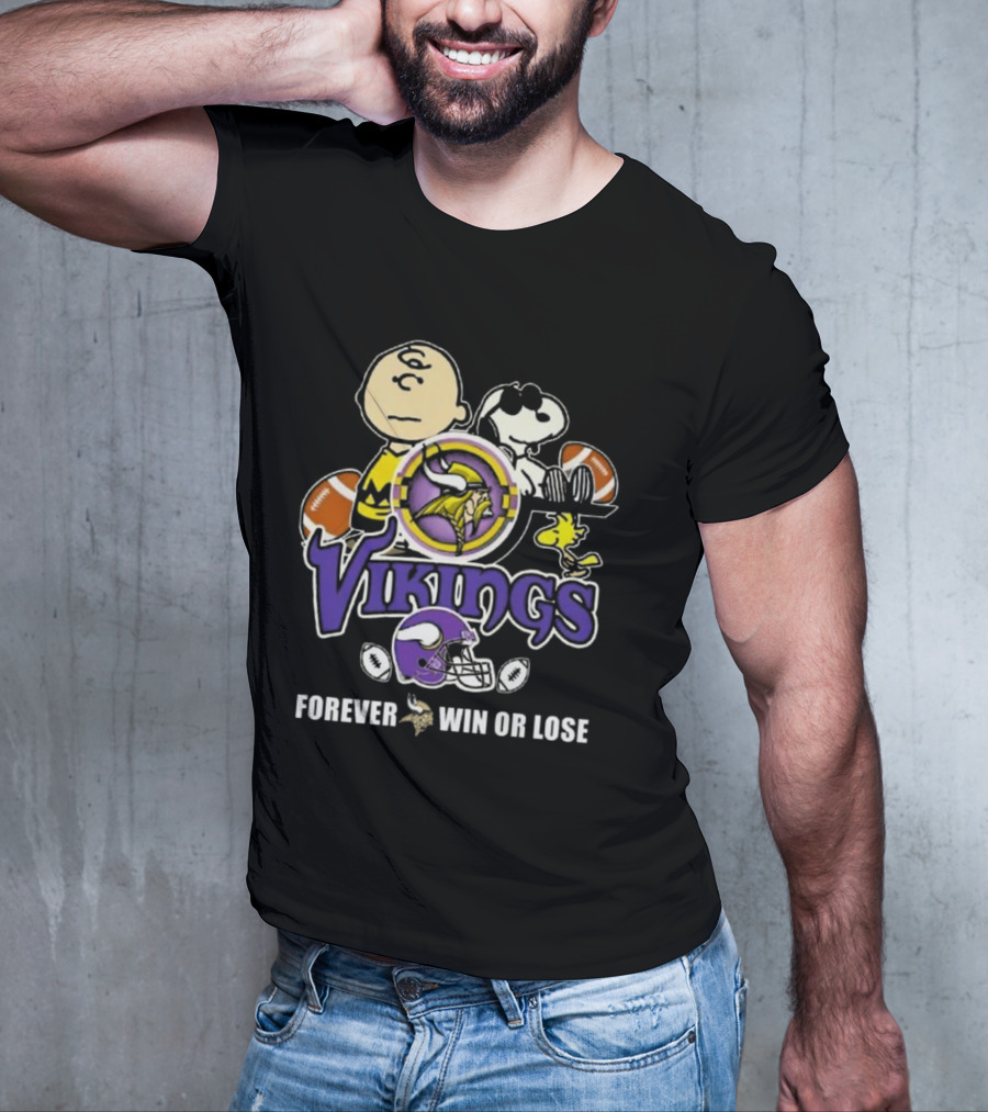Charlie Brown Snoopy Vikings Football Forever Win Or Lose T-Shirt