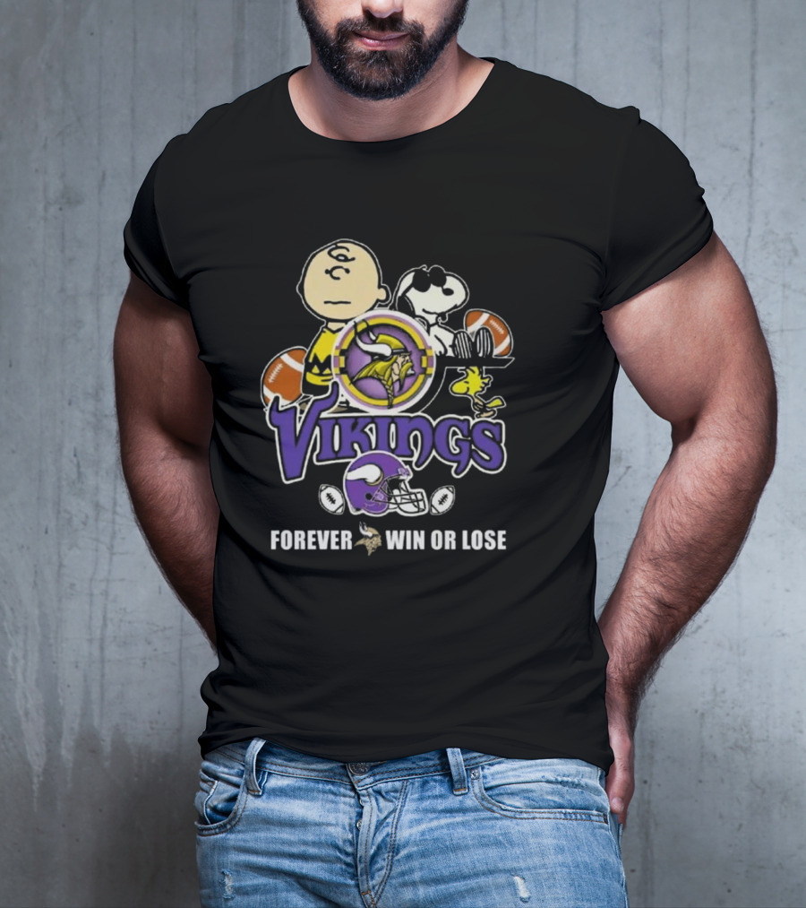 Charlie Brown Snoopy Vikings Football Forever Win Or Lose T-Shirt