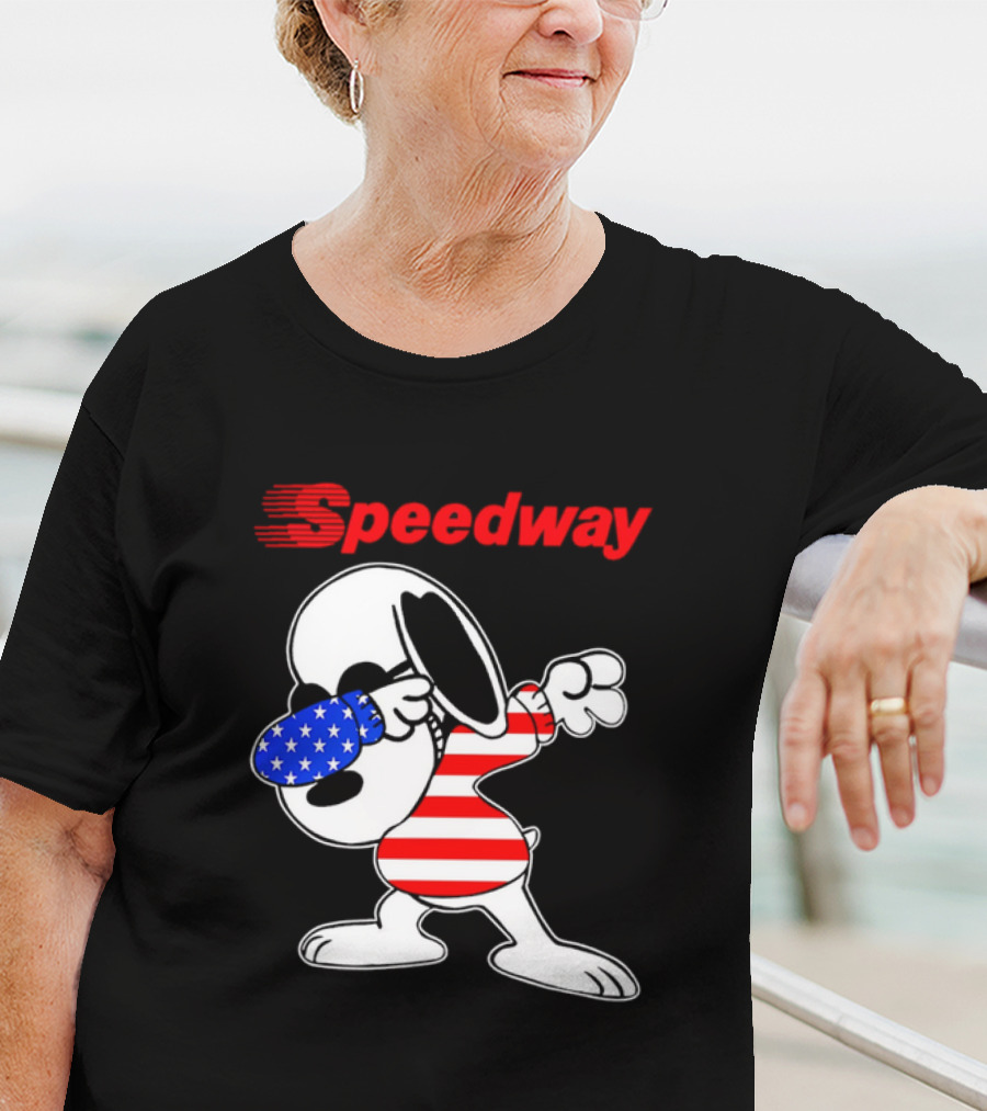 Speedway Snoopy Dabbing American Flag Outfit T-Shirt