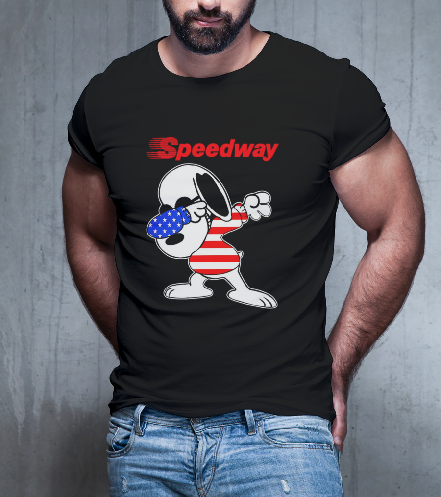 Speedway Snoopy Dabbing American Flag Outfit T-Shirt
