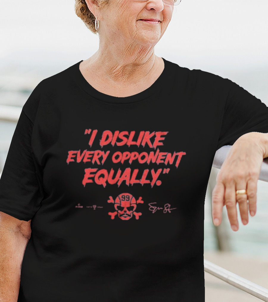 "I Dislike Every Opponent Equally Spencer Strider Skull And Crossbones Signature" T-Shirt