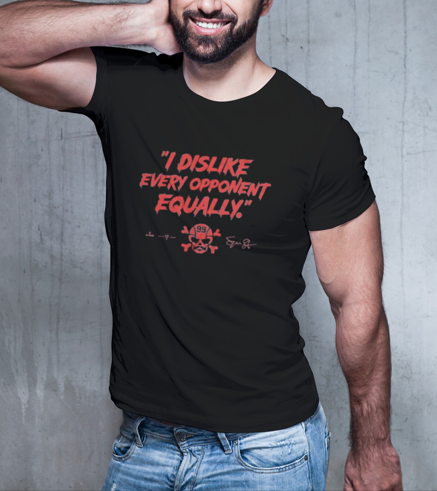 "I Dislike Every Opponent Equally Spencer Strider Skull And Crossbones Signature" T-Shirt