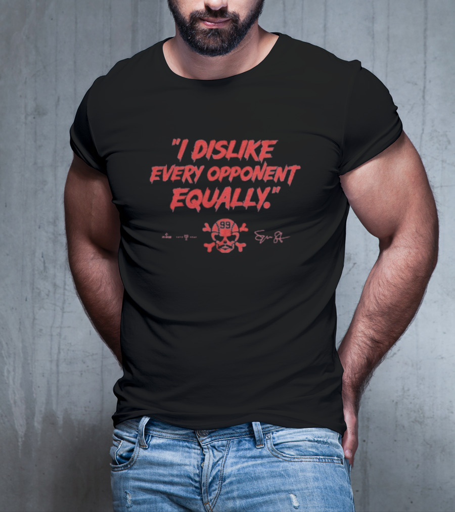 "I Dislike Every Opponent Equally Spencer Strider Skull And Crossbones Signature" T-Shirt