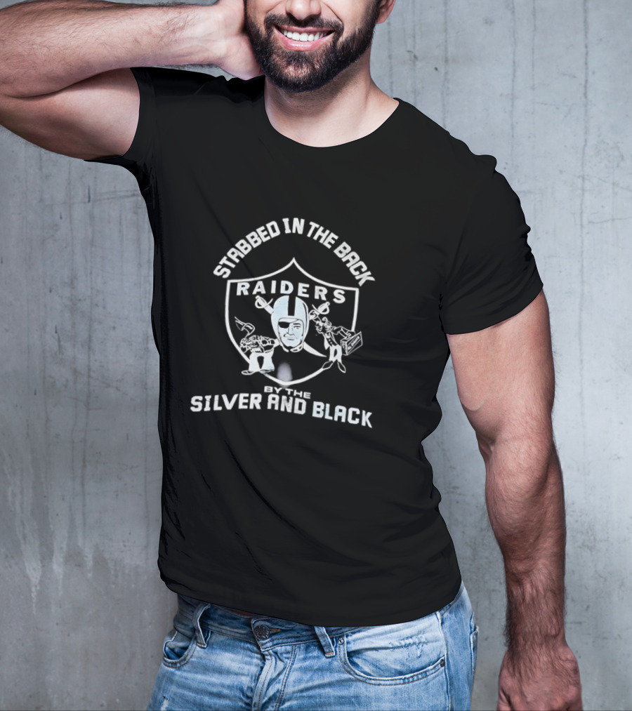 Stabbed In The Back Raiders Silver And Black T-Shirt