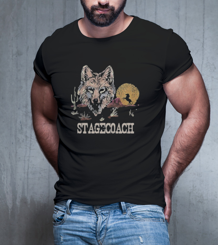 Stagecoach Lone Coyote Indio California 2025 Wolf Desert Scene T-Shirt