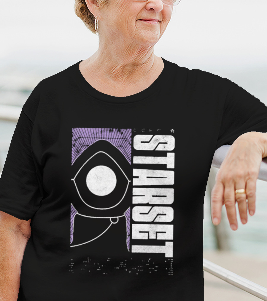 Starset Echo Purple Hooded Figure Bold White Text T-Shirt